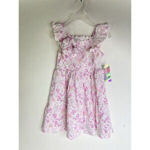 Nannette Kids Girls 3T Fit and Flare Floral Dress Matching Hair Tie Scrunchie